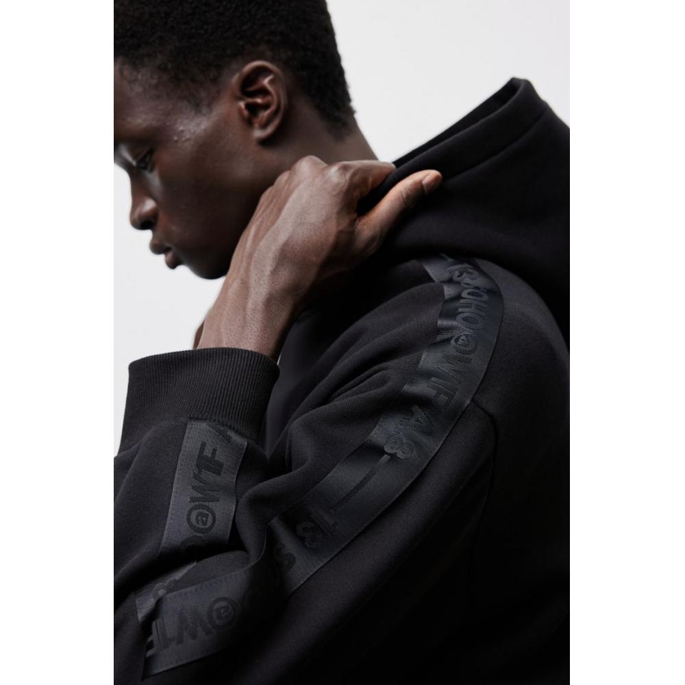H M Side Stripe Hoodie Loose Fit Black