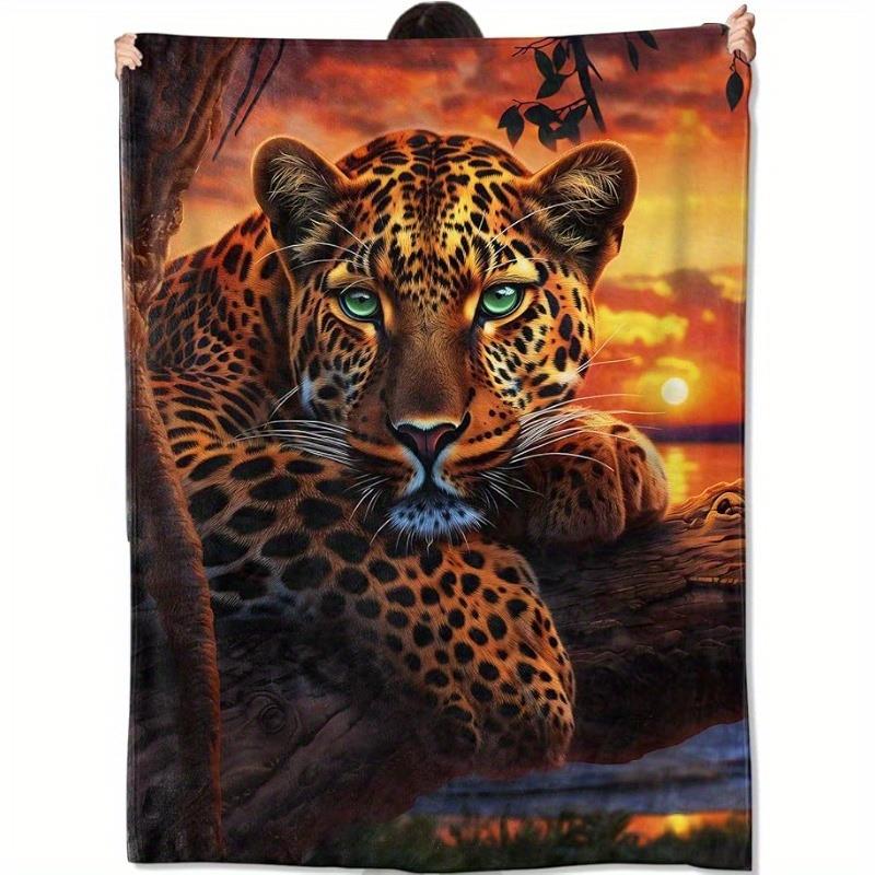 

Leopard print jungle pattern Flannel printed blanket suitable for all seasons suitable for living room office sofa and travel 75x100cm (30x40inch)