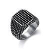 Meier Stylish and Domineering Motorcycle Accessories for Men, Retro Black Square Pitted Jewelry Ring