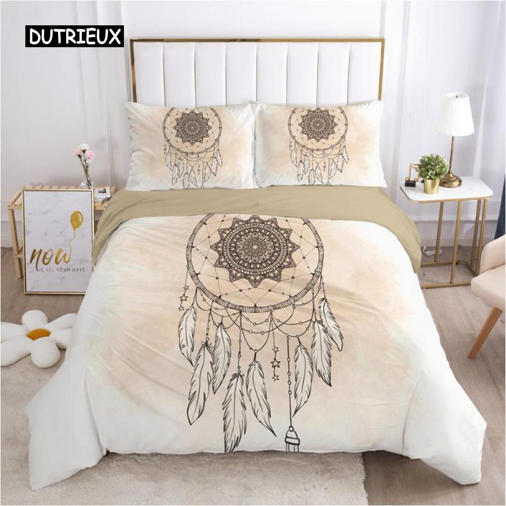 Bohemian Duvet Cover Set Bohemian Hippie Mandala Eyes Pattern Twin Bedding Set for Adults King Size Soft Polyester Quilt Cover