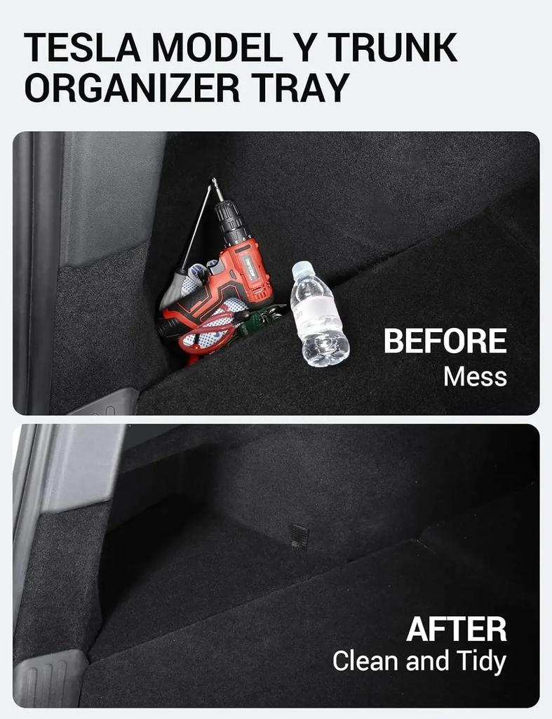 2026-2026 Tesla Y Trunk Side Storage Bucket Waterproof Storage Bucket and Lid, 2 Sets, Suitable for Y-shaped 5-seater