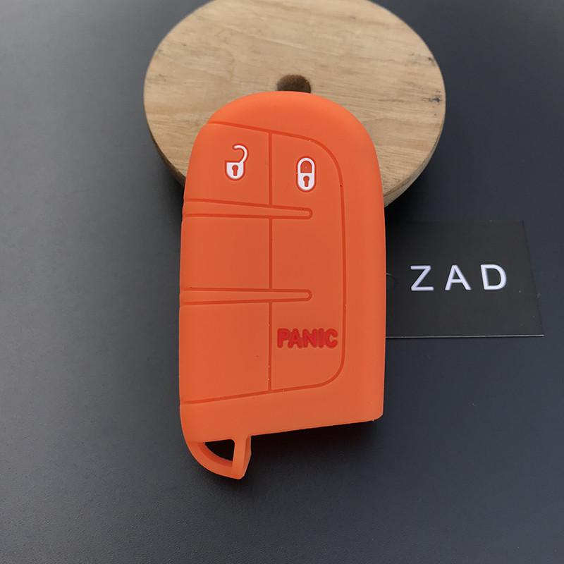 

ZAD Silicone Rubber car key case cover shell holder For JEEP for Chrysler Dodge JCUV for Fiat 500X 2+1 Button car Styling Pocket помаранчевий