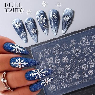 3D Silikon Nagelsnideri Form Snöflinga Fjäril Multi-Design Stämplingsplatta Gel Stencils Gör själv manikyr Tillbehör Nagelverktyg