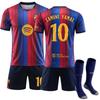 Kit Calcio per Ragazzi Bambini Adulti Set Maglia Sportiva da Allenamento con Calzini 26/27 Barça Casa #10 LAMINE YAMAL