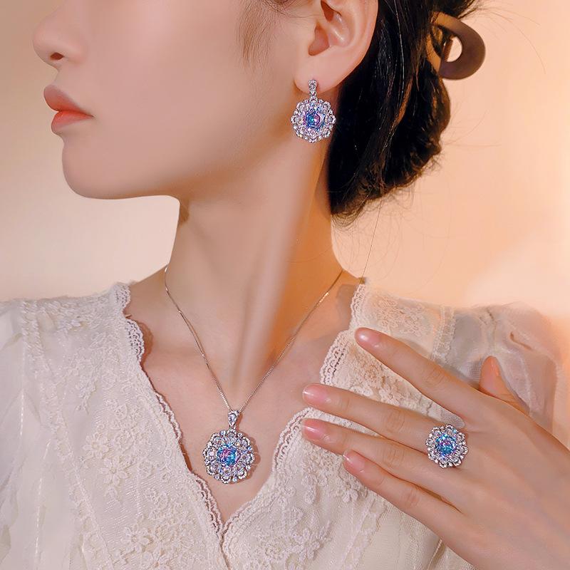 Schmuck Kupferboden Vergoldet Simulation Millennium Farbverlauf Blume Set Hauptstein 12-10Mm