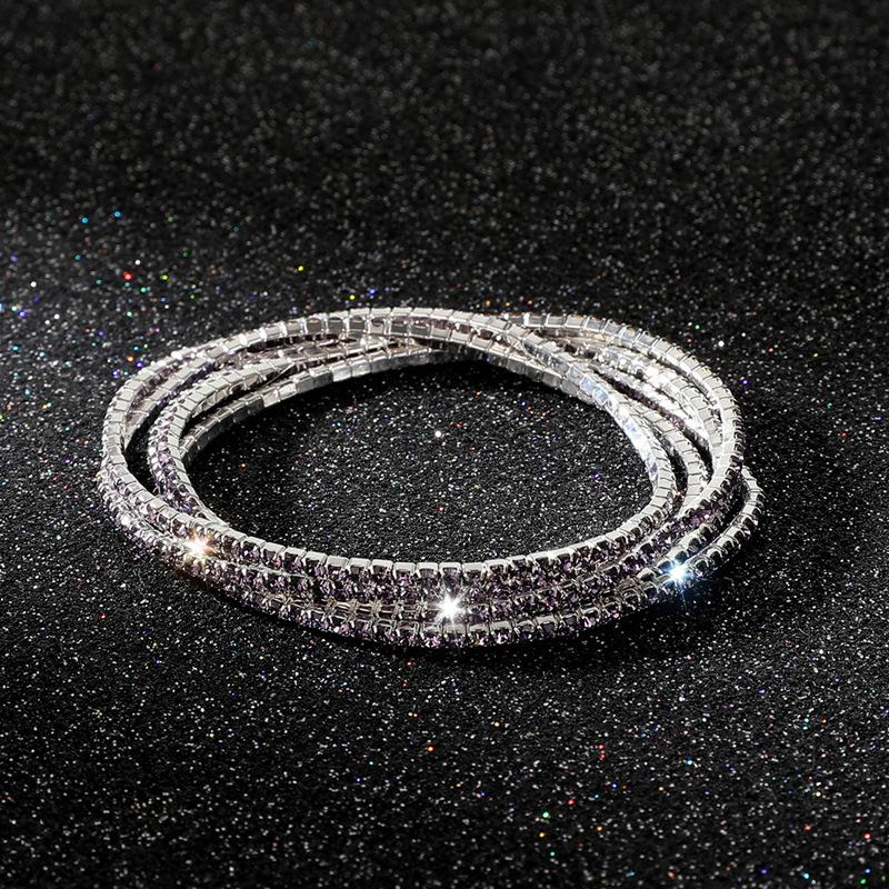 Diamond Elastic Bracelet 2mm Single Row Color Rhinestone Bracelet Women's Bracelet Women's Grab Chain Full Diamond Jewelry
