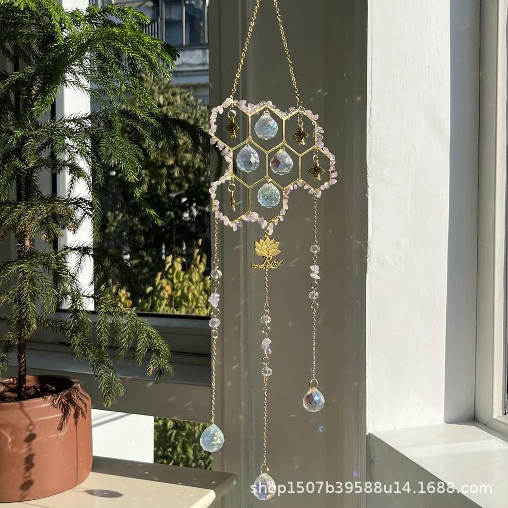 Sunshine Catcher Pendant Customized Wind Chime New Product Big Beehive Little Bee Natural Crystal Sun Catcher