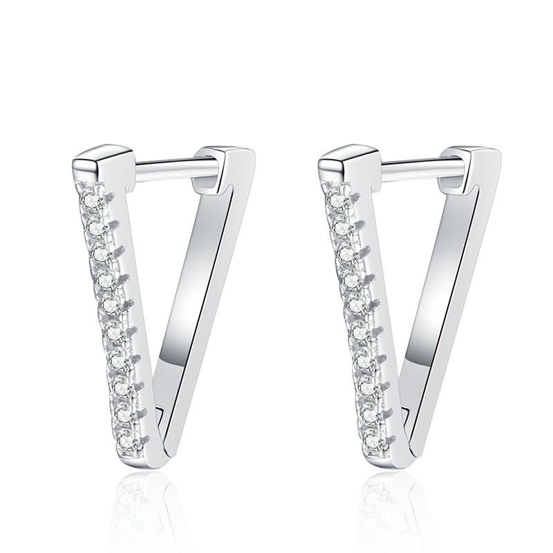 Sterling V-Shaped Moissanite Stud Earrings Women Lightweight Luxury Minimalist Fashion Jewelry 925 Sterling Silver