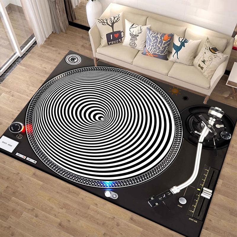1PC Vinyl Disc Player Pattern Rug Carpets for Bedroom Living Room Sofa Music Mat Creative Door Mat Cloakroom Home Decor Gifts