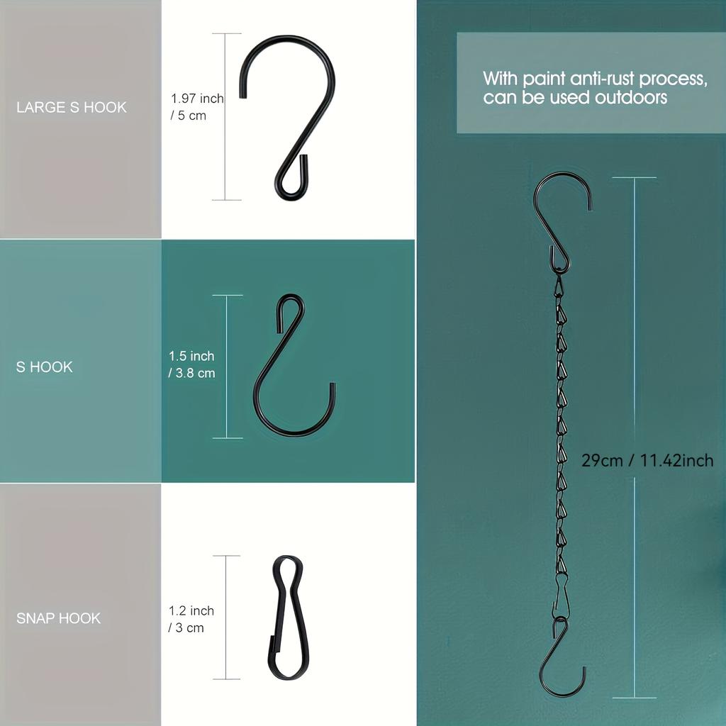 Catene Metalliche Resistenti da Appendere con Ganci a S, Perfette per Mangiatoie per Uccelli, Cartelli e Decorazioni, Ampiamente Utilizzate per Appendere all'Interno e all'Esterno
