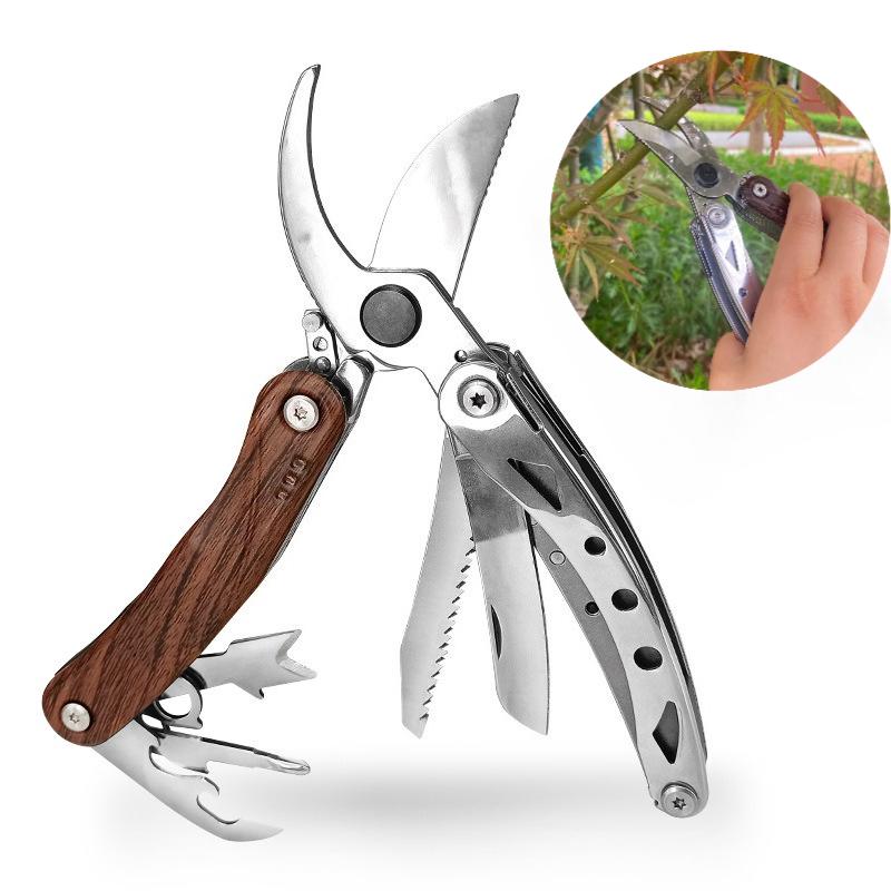6 In 1 Multifunctional Gardening Duty Tools For Fresh Branches Scissors Hand Pruning Shears With Saw,Bark Shovel And Safety Lock