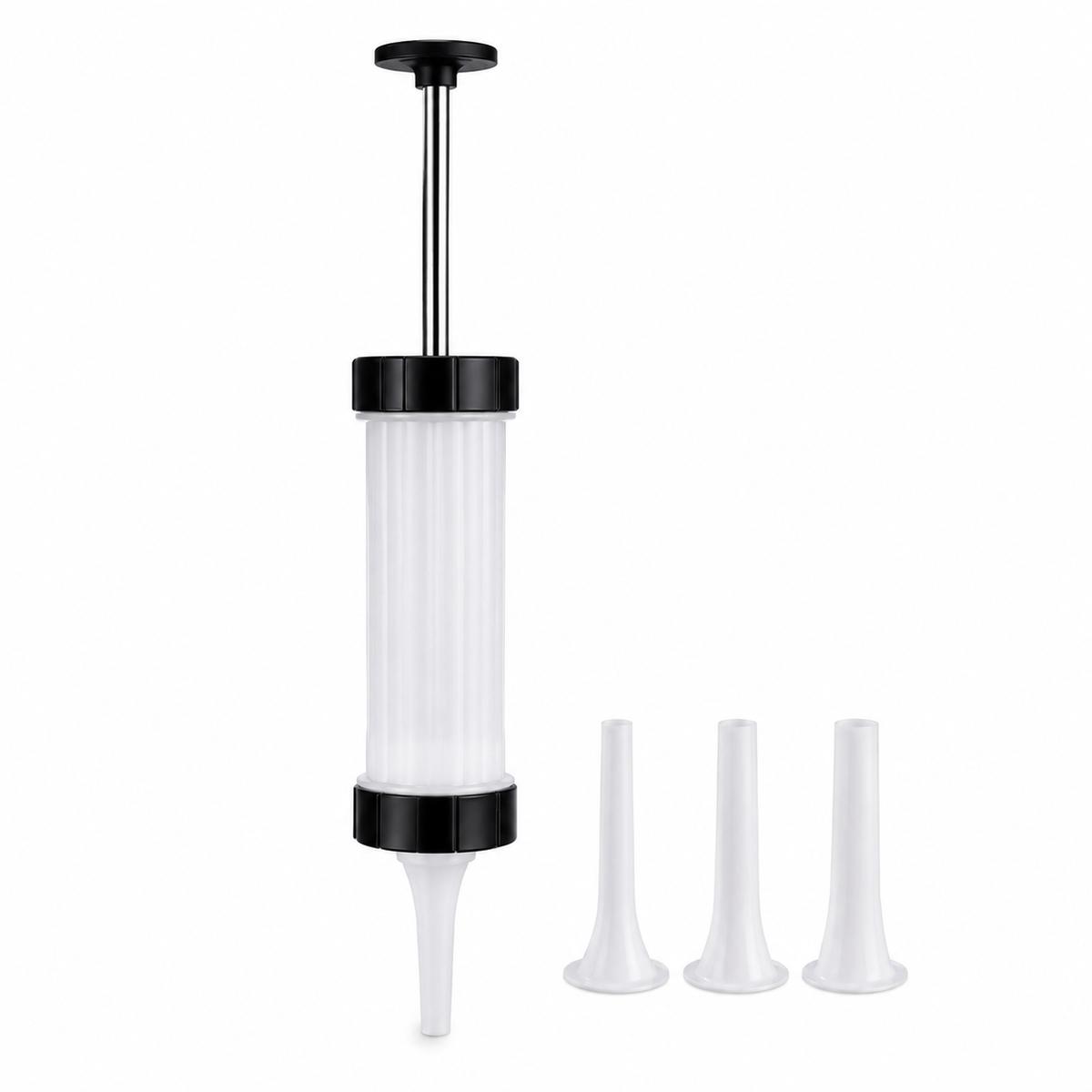 Manual Homemade Sausage Maker with Plunger and 3 Filling Tubes for Kitchen Meat Stuffing разноцветный