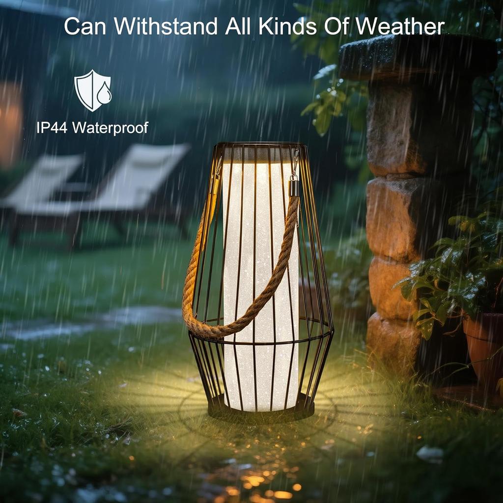 Große Solar-Laternen für den Außenbereich, wasserdichte Metall-Hängelichter zur Dekoration von Terrasse, Garten, Hof