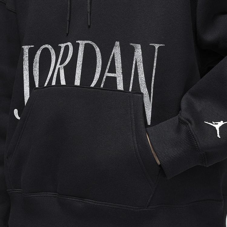 Jordan Alphabet Print Loose Long Sleeve Hoodie Women Tops Black FN5435-010