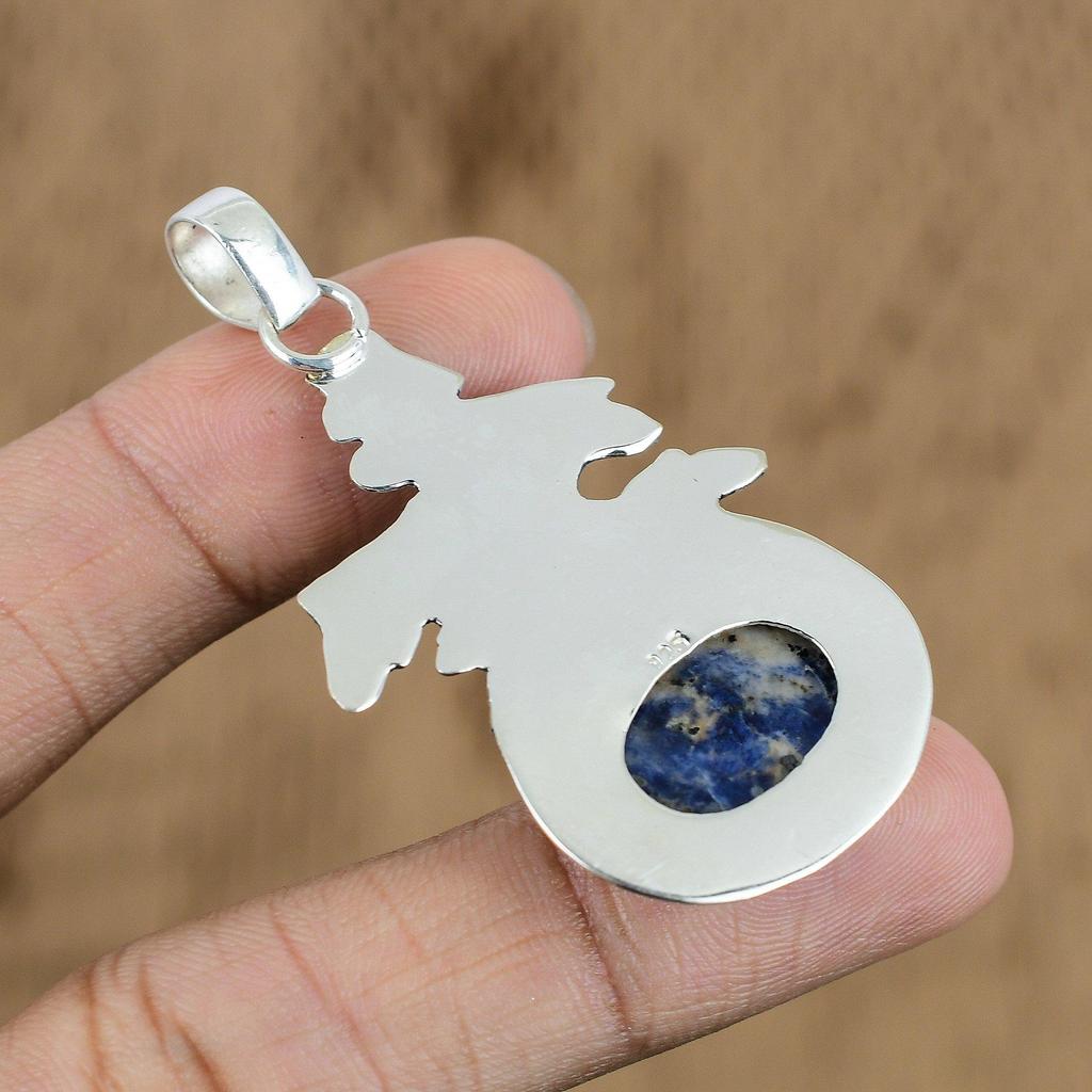 Easter Deal 925 Silver Sodalite Stone Art Deco Handmade Wedding Pendant Jewelry