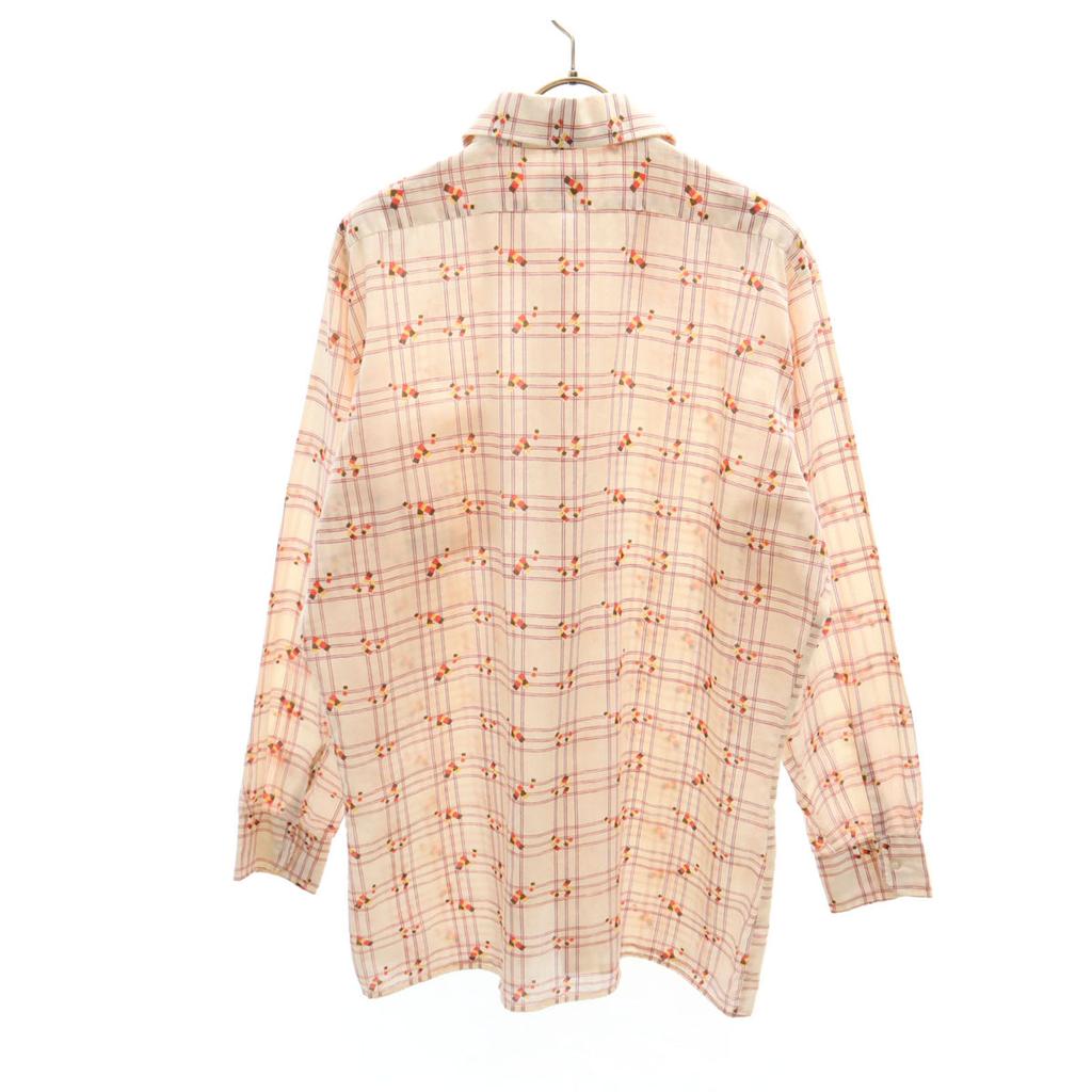 JEEVES 70s Vintage Check Pattern Long Sleeve Shirt 42 Ivory Men's Used