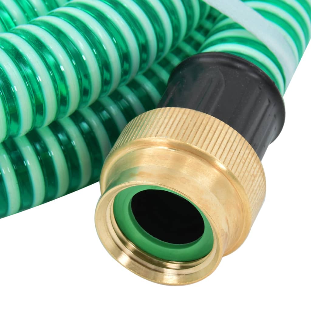 Vidaxl Suction Hose with Brass Connectors, Green, 1.1" 7 M, Pvc