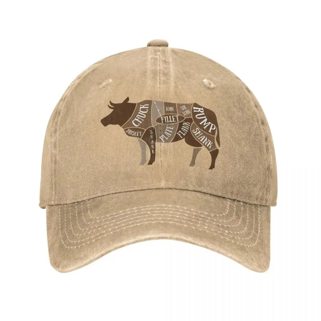 Butcher Meat Cuts Diagram Butcher Chef Sous Chef Line Cook Kitchen Cook Cap Hat Sun Hat Hat Men Women Washed Denim Hat