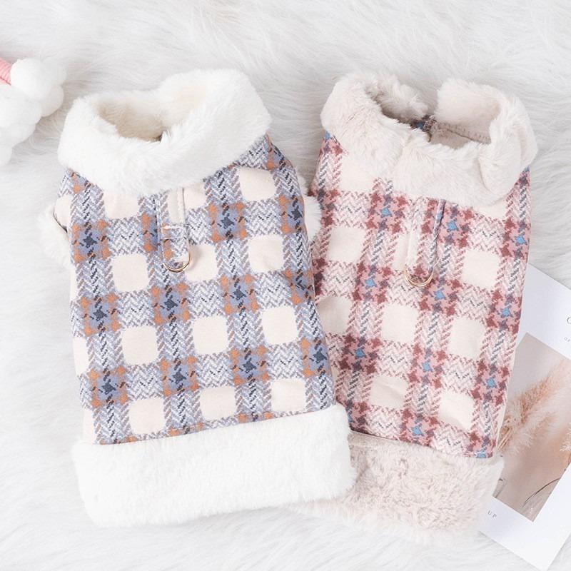Dog clothes autumn and winter warm velvet can be towed vest teddy bear small dog cat pet clothing