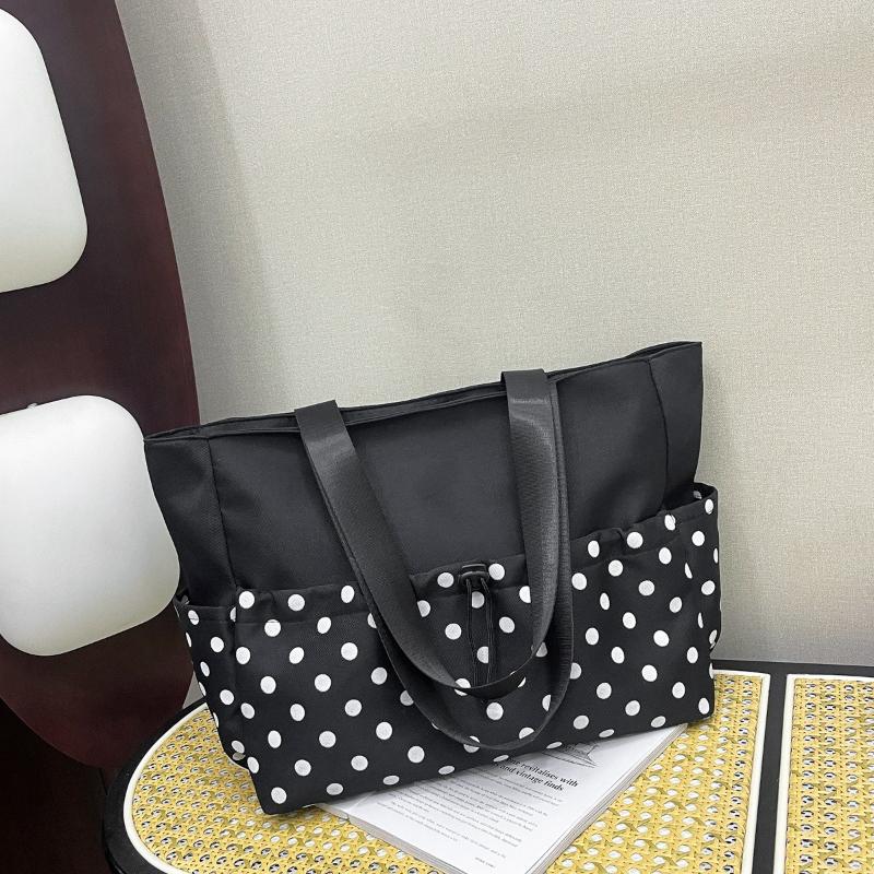 Women Polka Dot Tote Bag Spring Large Capacity Casual Underarm Casual and Simple Shoulder Bag High Appearance Commuting Bag