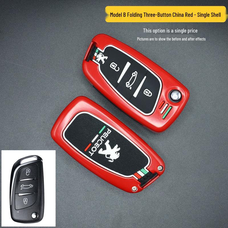 Dongfeng Peugeot Key Case for Models 207, 301, 308, 408, 508, and 3008 with Logo.