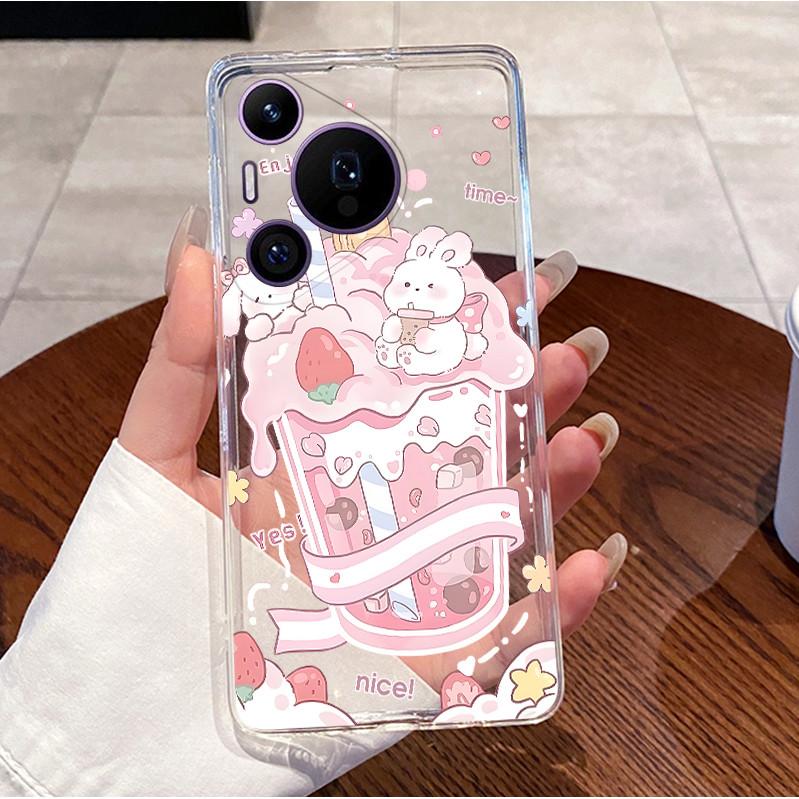 Back Cover For Huawei Pura70 Pura 70 Pro Plus Case Luxury Cute Love Rabbit Funny Pattern Clear Soft Slim TPU Silicone Phone Case