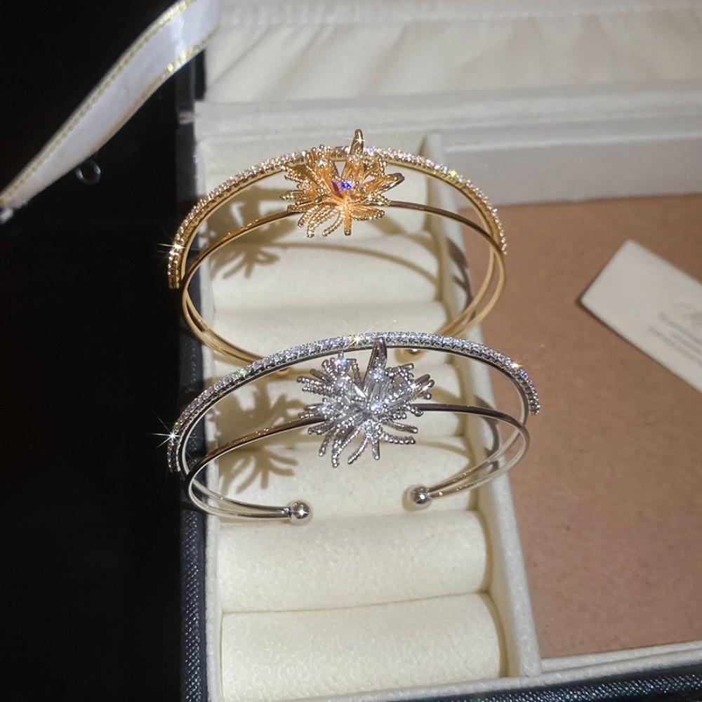 Arm Cuff Flower Cuff Bangles Zircon Exaggerated Bracelet  Party Dress Decoration