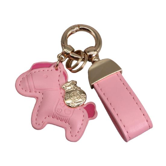Key Chain Imitation Leather Horse Keychain Pendant Year of Horse Design Key Holder Bag Car Accessory