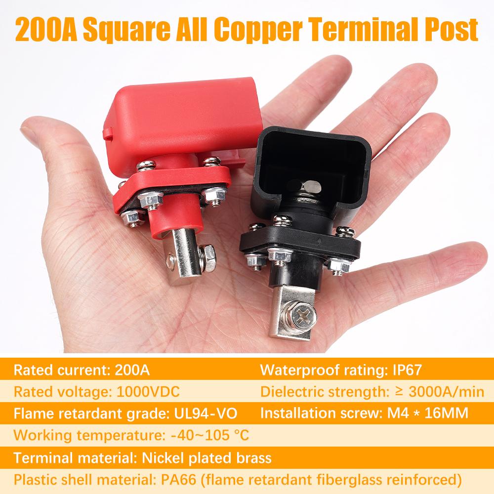 200A All-Copper Lithium Battery Energy Storage Terminal Battery Connector Battery Storage Terminal Inverter Connector