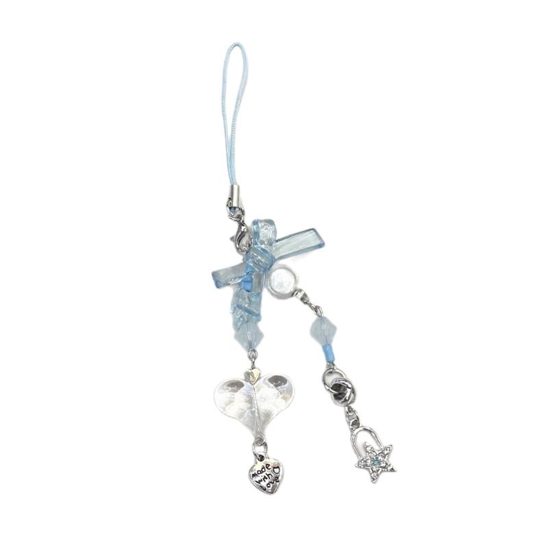 Unique Butterfly Beaded Mobile Phone Pendant Lanyard Embellishment Keychain Keyring Bag Accessory for Fashion Enthusiast