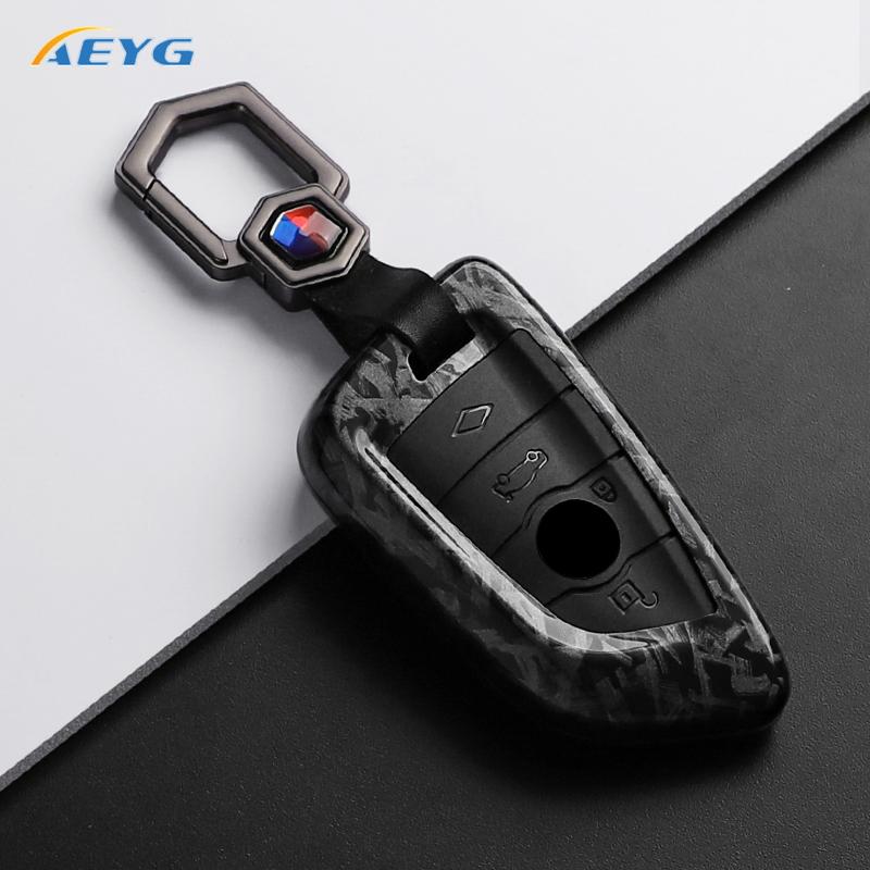 Abs Carbon Fiber Car Key Case Cover For Bmw X1 X3 X5 X6 X7 1 3 5 6 7 Series G20 G30 G11 F15 F16 G01 G02 F48 Keychain Accessories