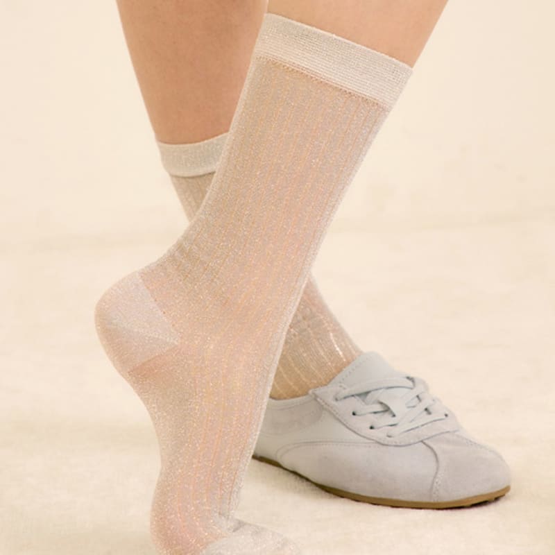 Marun5 Generous Glitter See-Through Pearl Golji Socks