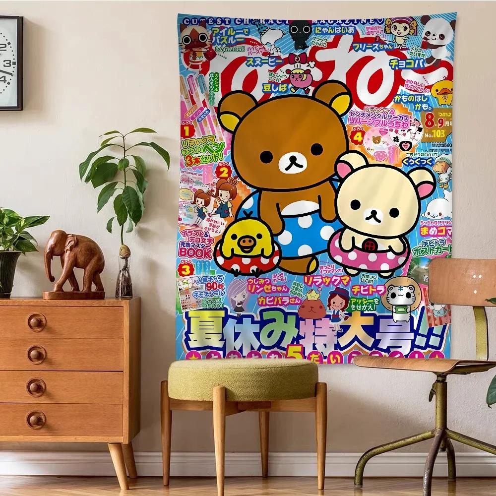 Japan Anime Cute Cartoon Rilakkuma Hanging Bohemian Tapestry Bohemian Wall Tapestries Mandala Kawaii Room Decor