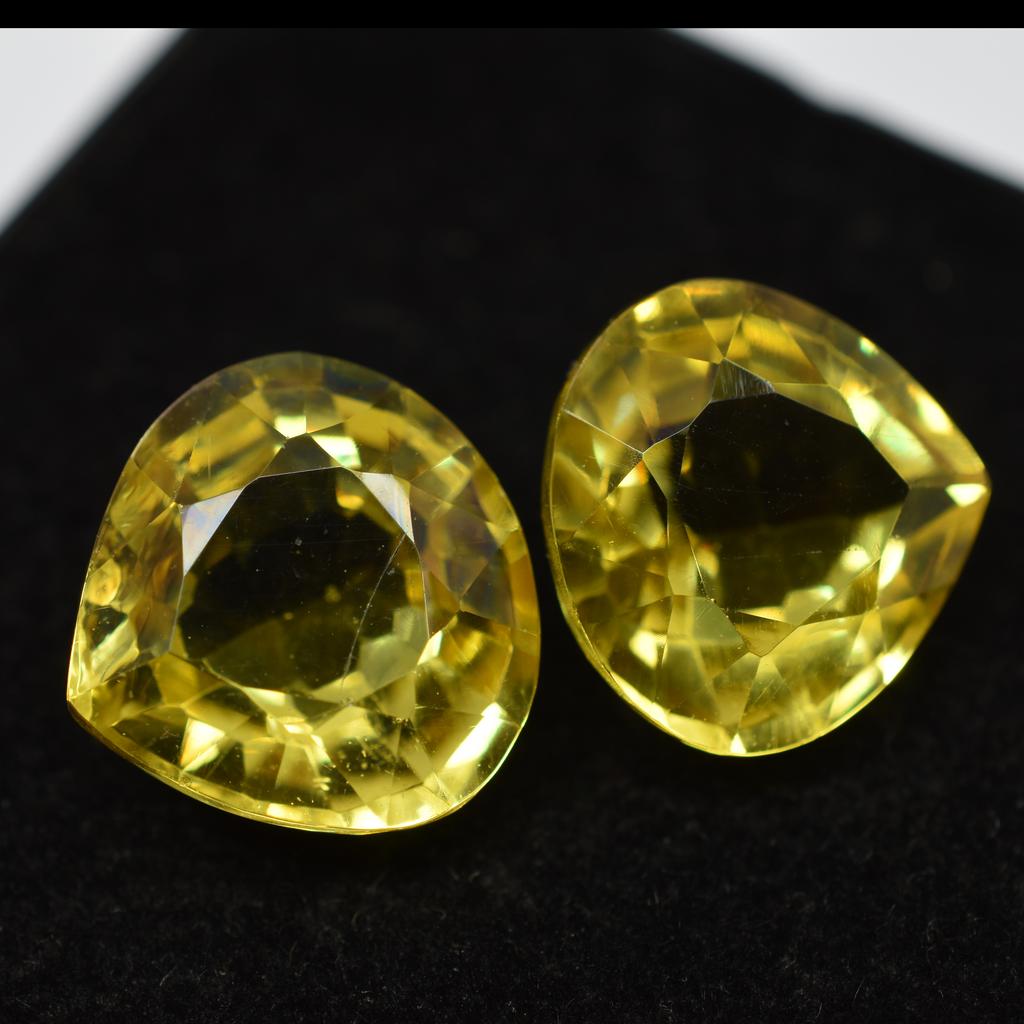 Natural Ceylon Sapphire 19.23 Ct Pair   Yellow Pear Shape Loose Gemstone