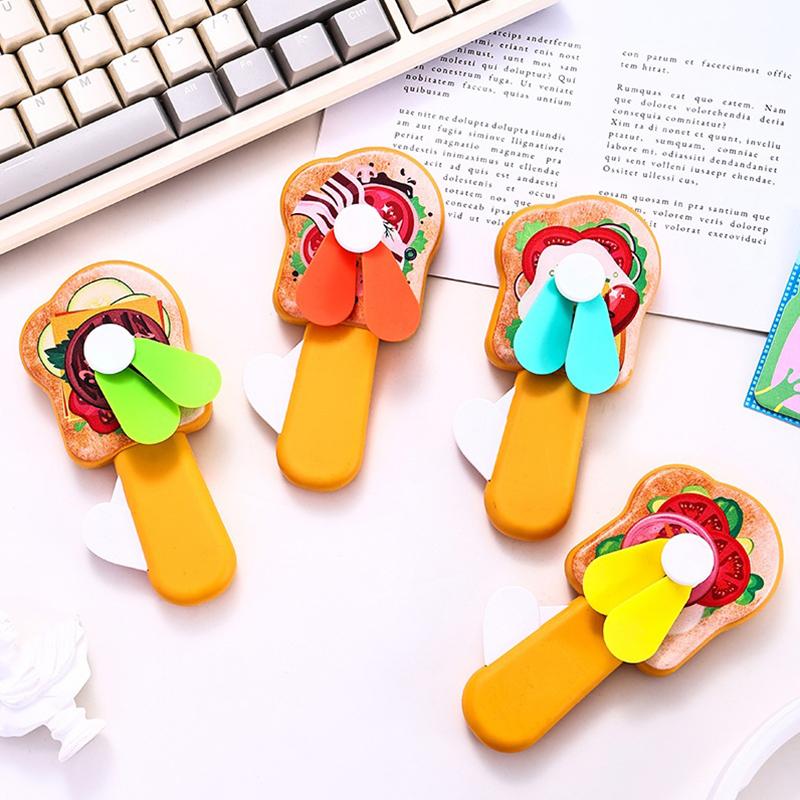 Random 1Pcs Mini Fan Cartoon Cute Ice Cream Cookies Mini Summer Portable Hand Pressure Fan Toys For Kids Adult Birthday Gift