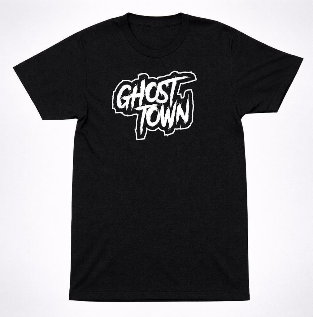Ghost Town Text Logo T-Shirt: Bold Emo Metalcore Style - Unisex Band Tee, Heavy Hooks, Dark Pop Punk Aesthetic