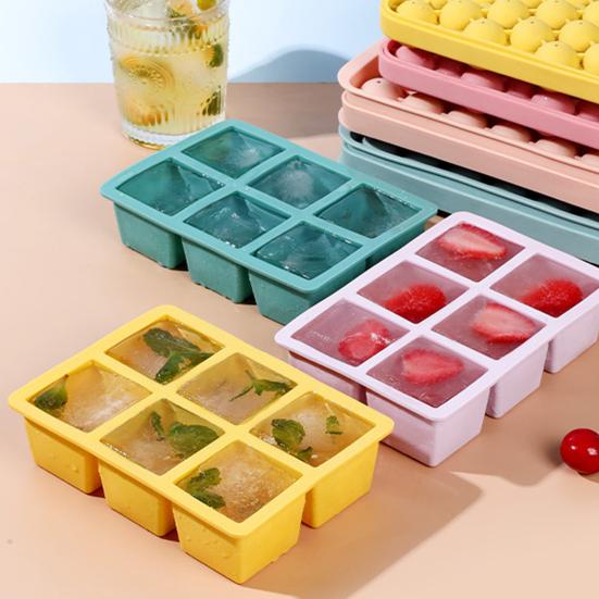 Ice Cube Mold 6/8 Grids Silicone Ice Making Tray Easy Release Large Square Cube Mold for Home Kitchen