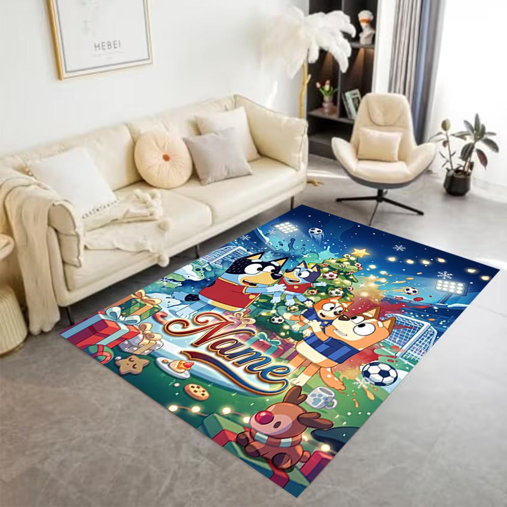 Christmas Football Celebration Customized Name Area Rug Suitable for Balcony Foyer Dormitory Study room Anti-slip Rug Anime Office Decor
