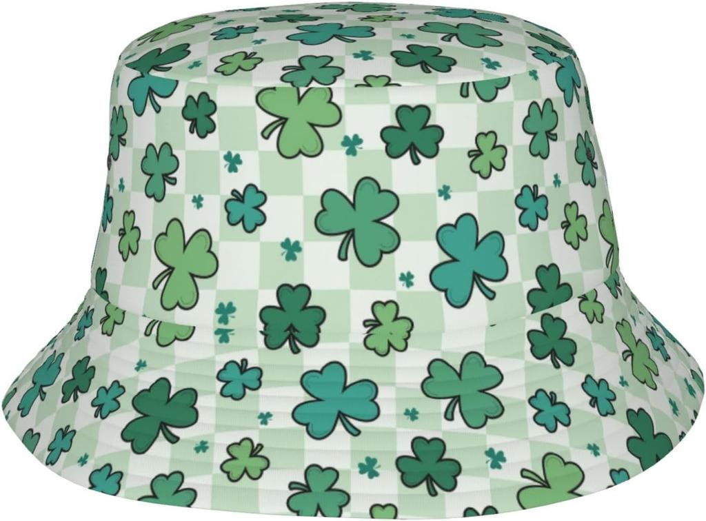 St. Patrick'S Day Bucket Hat Lucky Shamrock Sun Hat Green Clover Fisherman Cap Travel Hat For Women Men