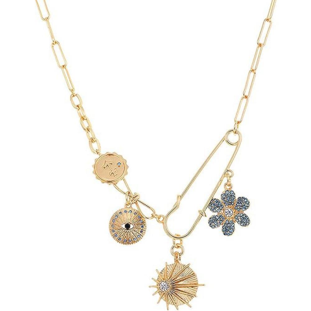 Paper Clip Necklace Bow Pentagram Shell Pearl Love Denim Boots Necklace