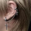 1PC Cross Pendants Tassel Clip Earrings for Women Men Punk Personality Unisex Silver Color Chain Cool Fashion Ear Cuff 2026Good Product
