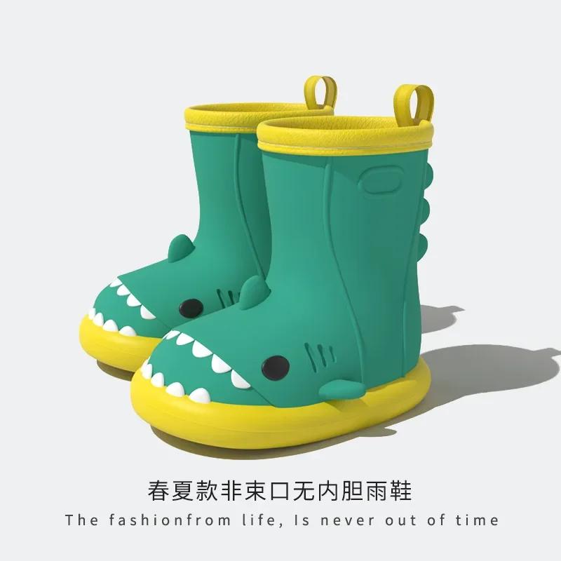 

Модные детские резиновые сапоги для мальчиков и девочек из ЭВА, нескользящие, уличные, с рисунком акулы, резиновые сапоги для детей, водонепроницаемая обувь, водные сапоги для девочек 14cm зелёный