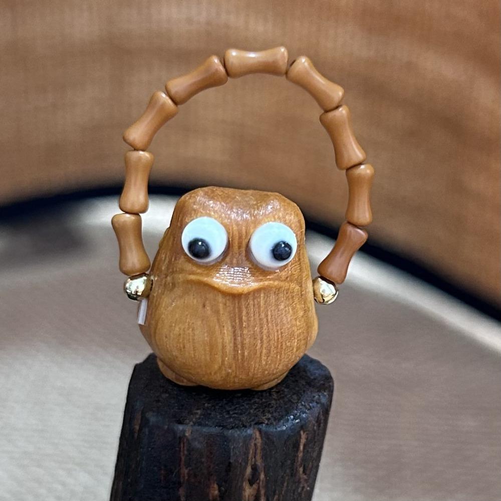 Ghost Funny Ring Adjustable Wood Beaded Rings Creative Sandalwood Ring  Unisex