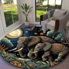 1pc Elephant Printed Chair Rug for Home Office Use, Living Room Kitchen Game Room Round Carpet
