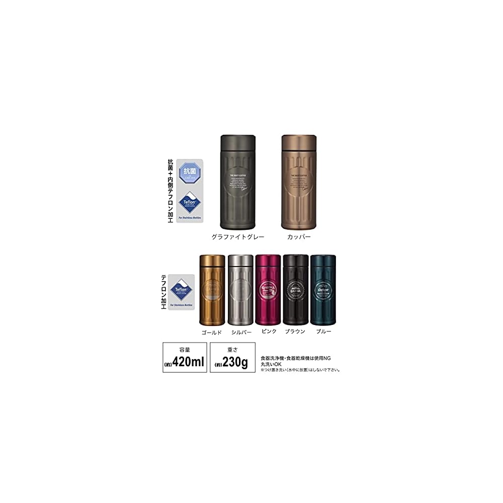 CB JAPAN Water Bottle, Graphite Gray, 420ml, Direct Drink, Double-Walled Vacuum Insulation,