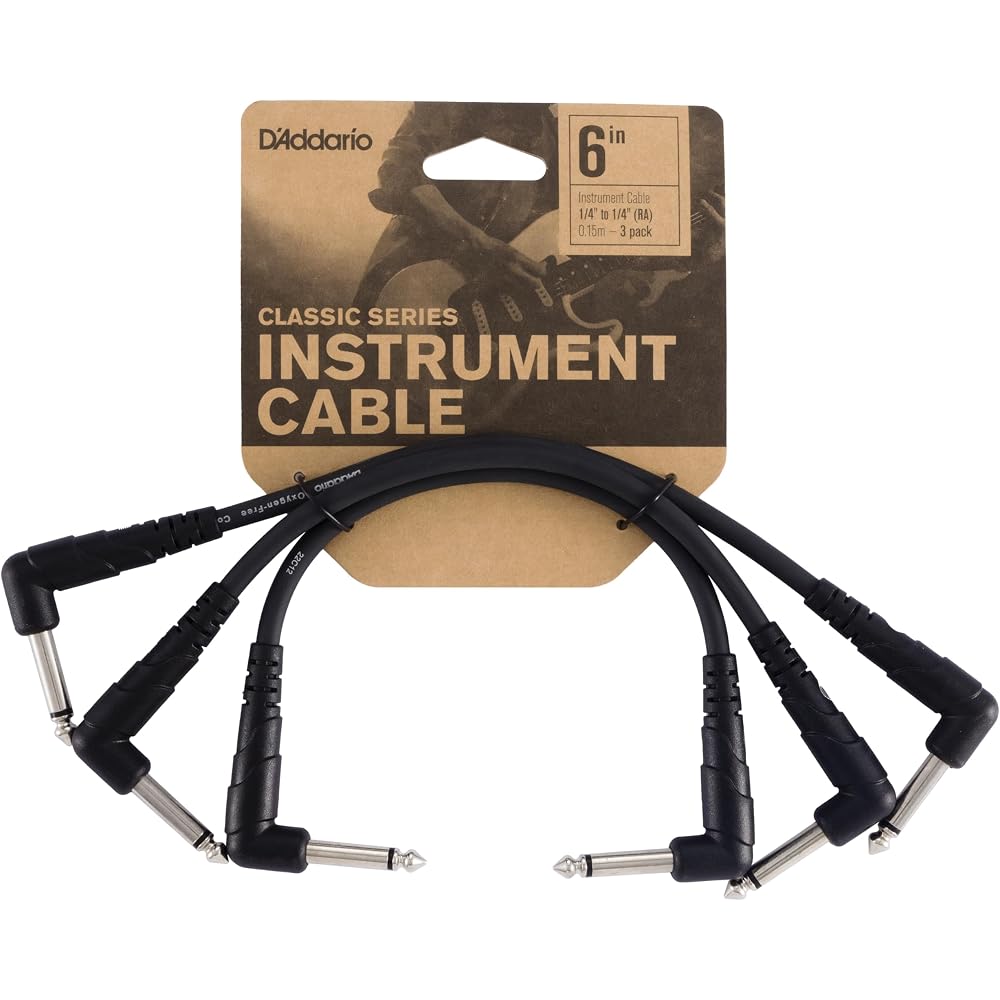 D'Addario Daddario Patch Cable (Shielded Cable) Classic Series Patch Cable 3 Piece Set PW-CGTP-30...