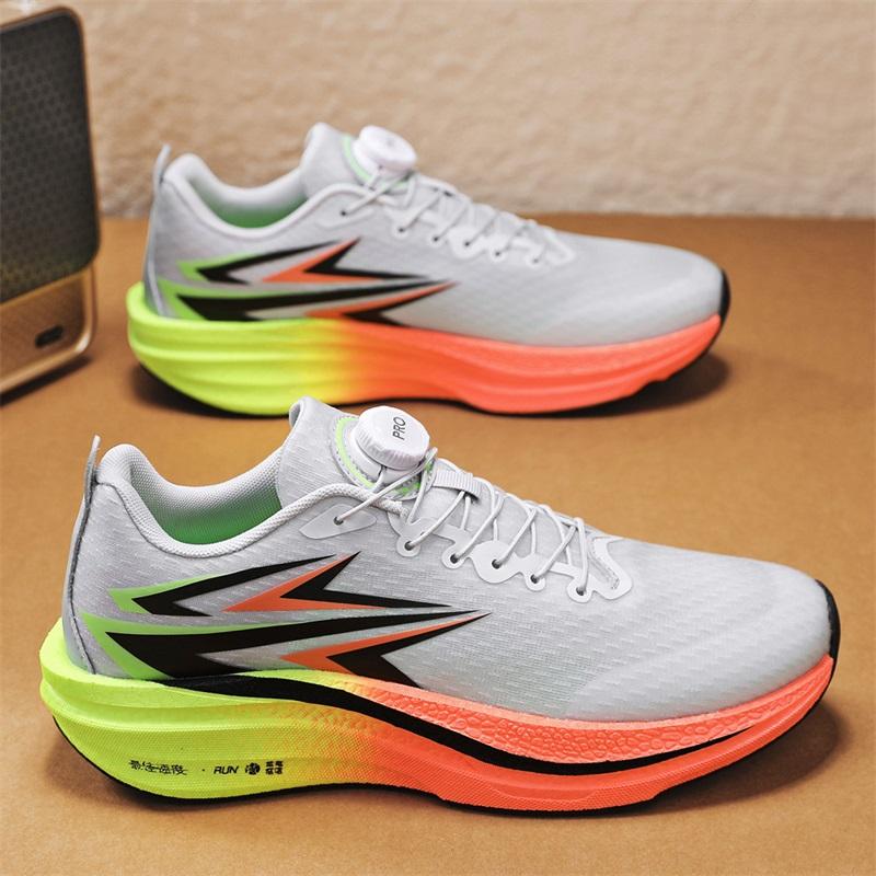 Children's Shoes for Boys and Girls, Medium and Large Children, Breathable Shock-Absorbing Rotating Button Sneakers, Running Sho
