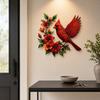 Metal Hummingbird Wall Art, Hand-painted Red Bird Wall Hanging, Rust & UV Resistant Weatherproof Decor, Indoor Outdoor Hanging Ornament for Garden