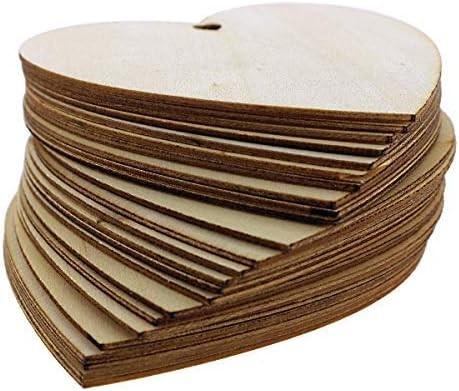 Wooden hearts for hanging with a hole 50 pcs for a car for a Christmas tree 10 cm