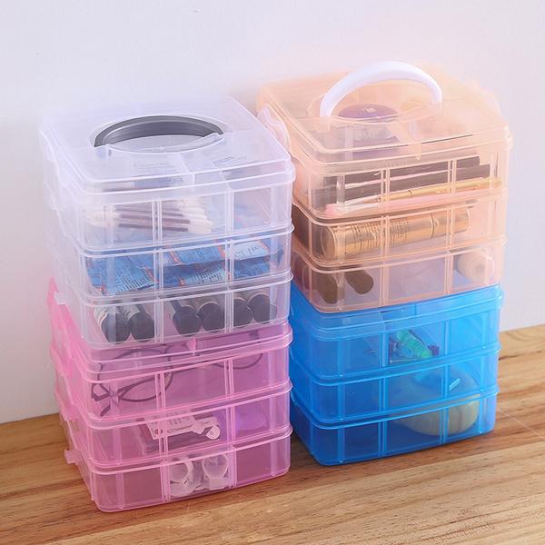 Transparenter tragbarer großer Schmuck-Organizer, abnehmbare Gitter, Schmuckaufbewahrung, Ringe, Halsketten, Box, Behälter, Fall, Display, YIY
